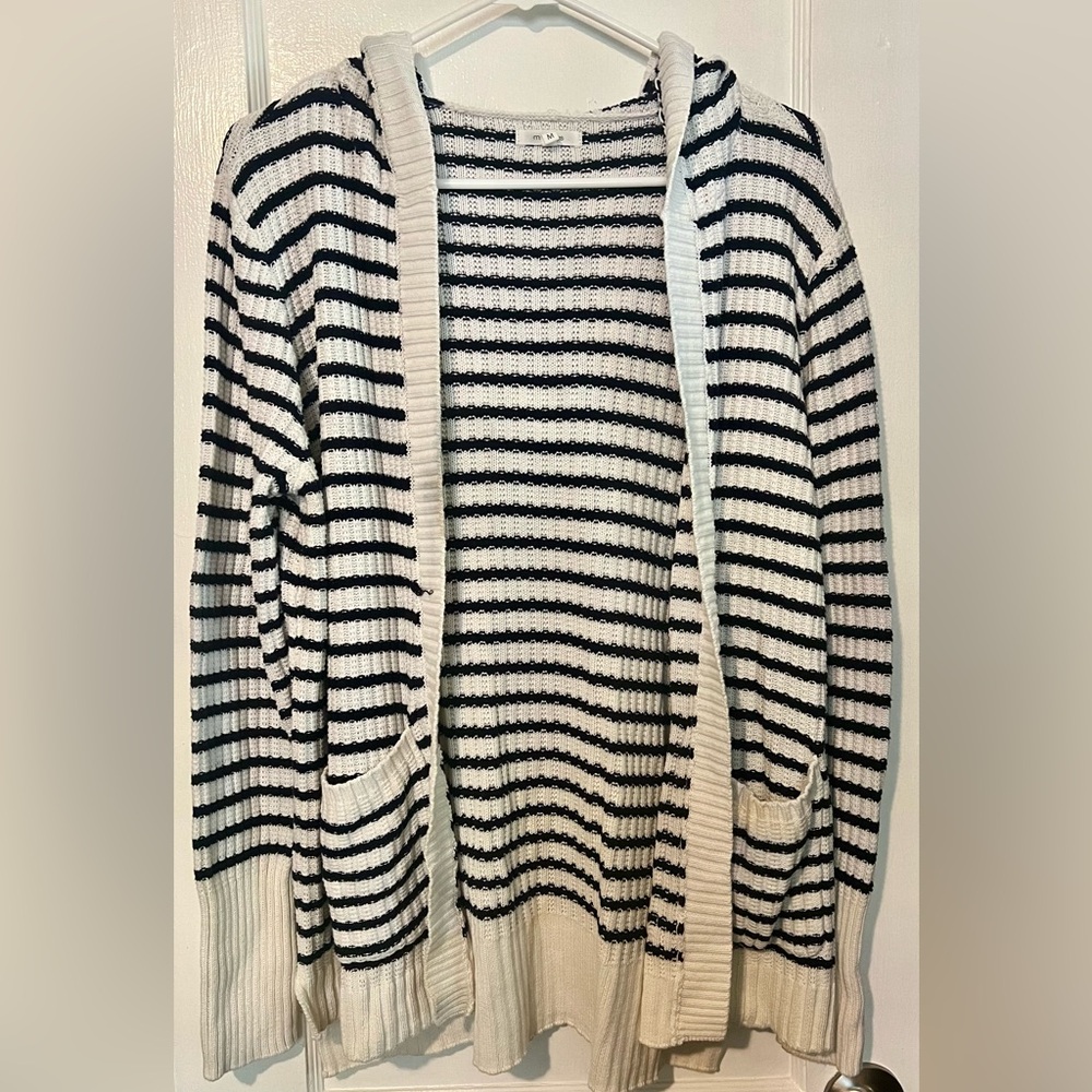 Maurice’s nautical hooded cardigan